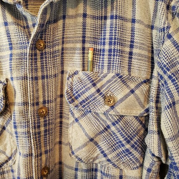 Duluth Trading Shirt Blue Plaid Burlyweight Flannel, Size Medium - Picture 4 of 9